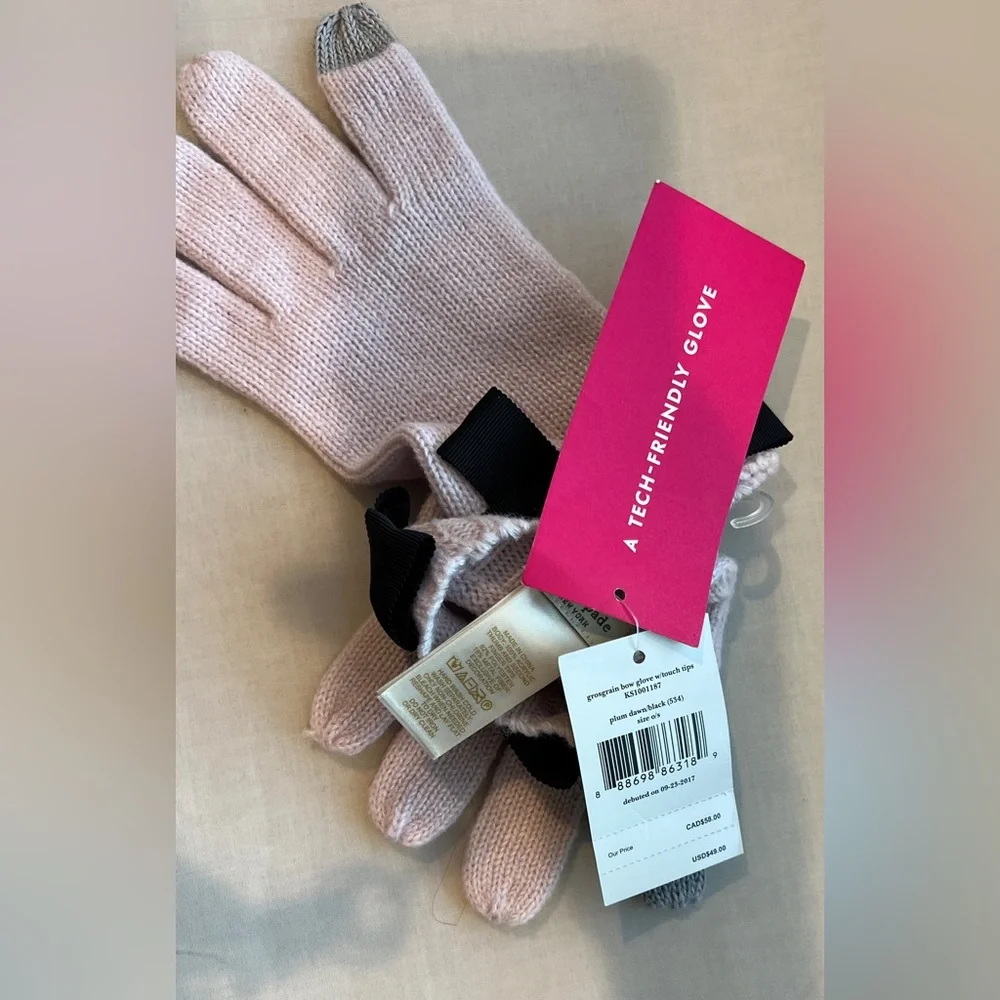 Kate Spade: Grosgrain Bow Glove w/ Touch Tips - Plum Dawn/Black Bow